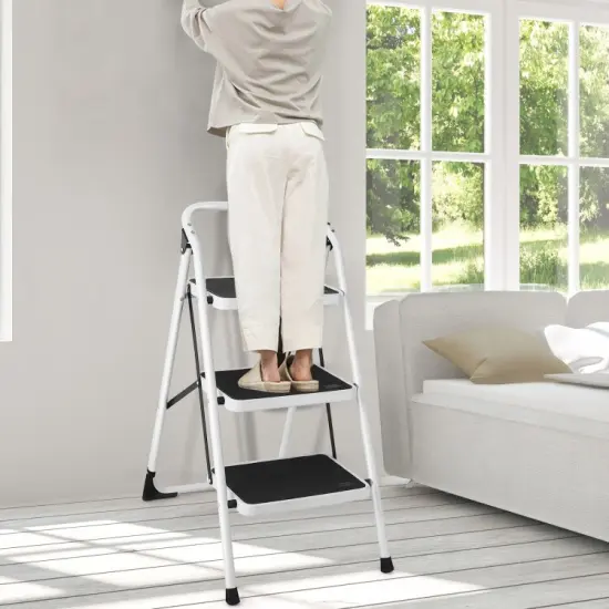 Folding 3-Step Ladder with Handgrip and Anti-Slip Platform {6}