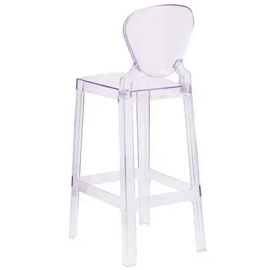 Emma and Oliver Ghost Barstool in Transparent Crystal with Tear Back {3}
