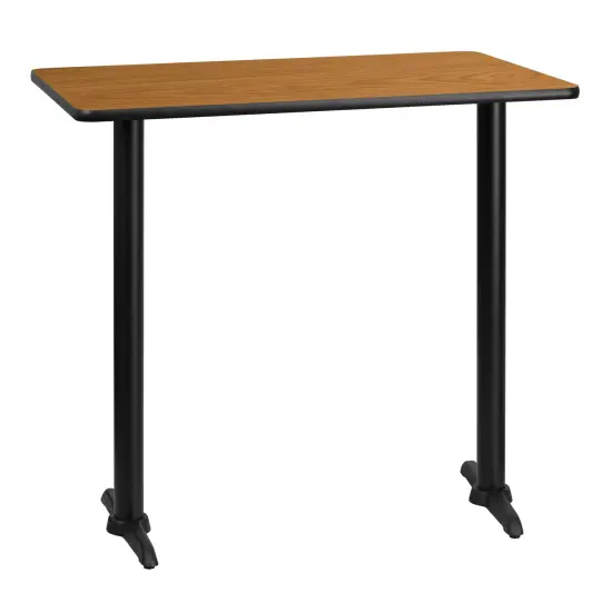 Emma and Oliver 30"x42" Rectangular Laminate Bar Table with 5"x22" Bases Black {4}