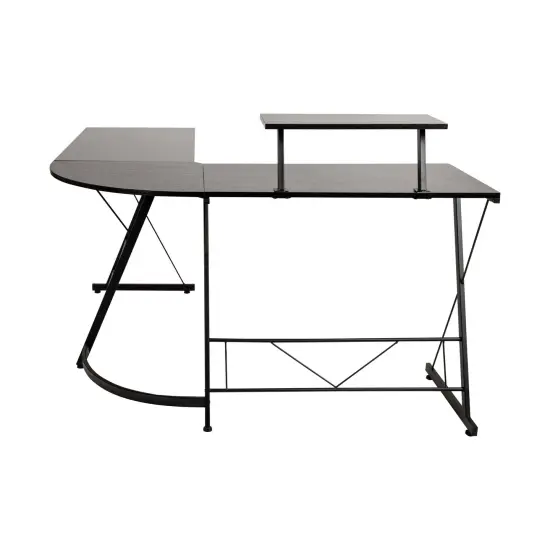 Emma and Oliver L-Shaped Computer Desk, Gaming Desk, Home Office Desk, Frame Black/Black {4}