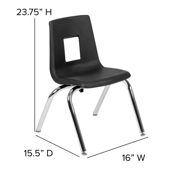 Emma and Oliver Student Stack School Chair - 14-inch Black {4}