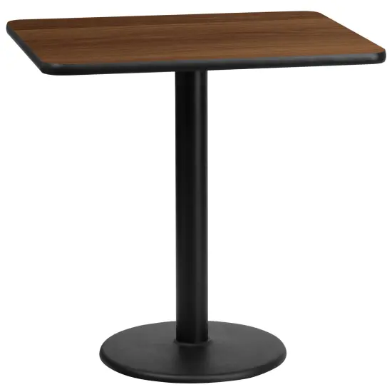Emma and Oliver 24"x30" Rectangular Laminate Table with 18" Round Table Base Walnut {1}