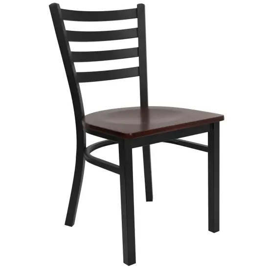 Emma and Oliver 2 Pack Ladder Back Metal Restaurant Chair Mahogany/BlackMetal {5}