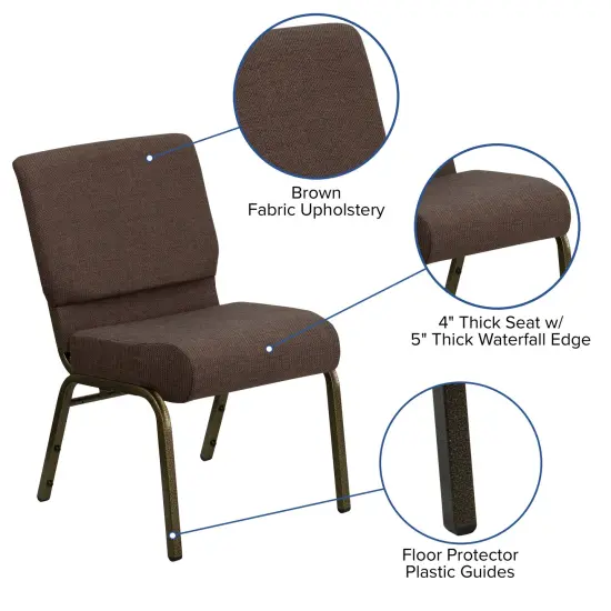 Emma and Oliver Stacking Auditorium Chair with 21" Seat BrownFabric/GoldVein {3}
