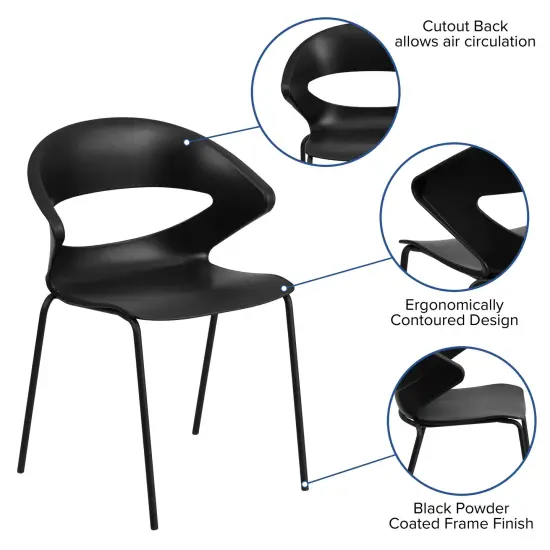 Emma and Oliver 440 lb. Capacity Stack Chair Black {2}