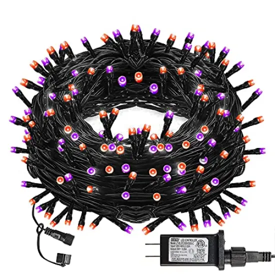 Halloween 300 LED String Lights, 100FT String Lights with 8 Lighting Modes, Halloween Decorations for Party Carnival Supplies, Outdoor Yard Garden Decor (Purple & Orange) {2}