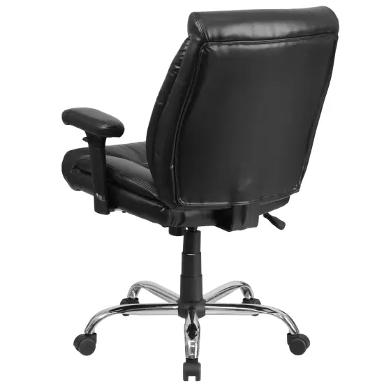 Emma and Oliver 400 lb. Big & Tall Mid-Back Deep Tufted Ergonomic Task Office Chair & Arms Black LeatherSoft {4}