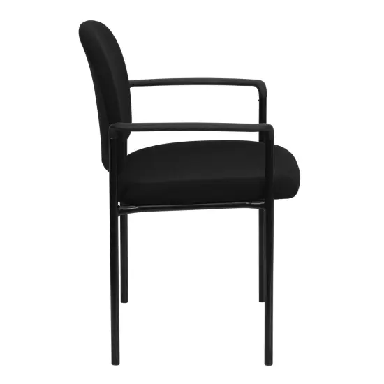 Emma and Oliver Comfort Stackable Steel Side Reception Chair with Arms Black Fabric {5}