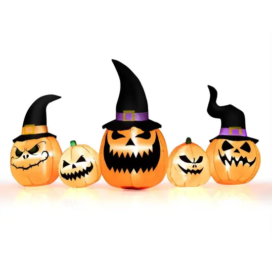 8 Feet Inflatable Pumpkin Family Waterproof Halloween Yard Decoration with LED Lights {1}