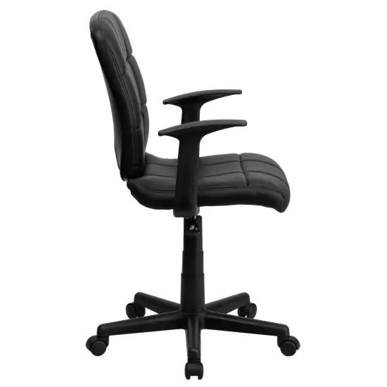 Emma and Oliver Mid-Back Quilted Vinyl Swivel Task Office Chair with Arms Black {5}