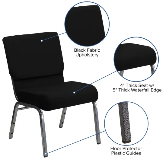 Emma and Oliver Stacking Auditorium Chair with 21" Seat BlackFab/SilverVein {3}