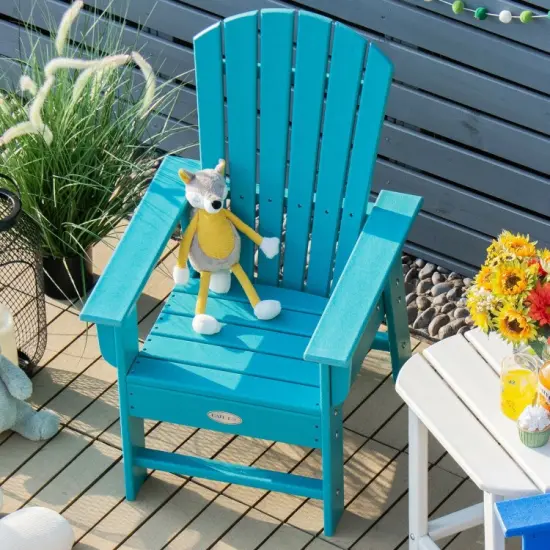 Kids Adirondack Chair with Ergonomic High Backrest and Wide Armrest Perfect Gift for Christmas or Birthdays Turquoise {4}
