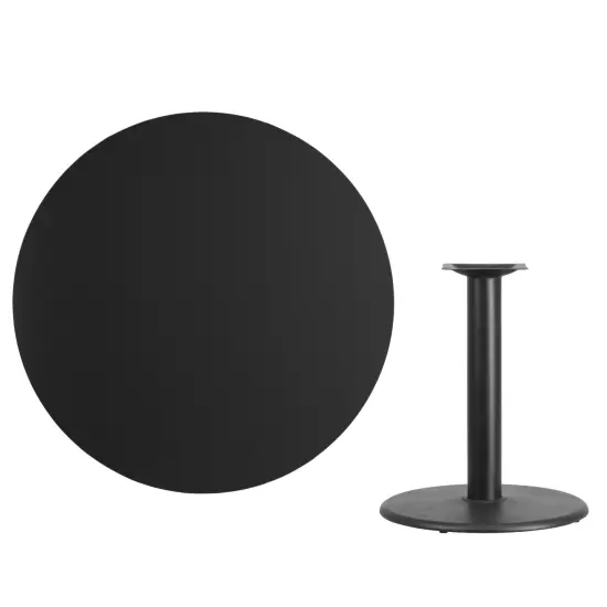 Emma and Oliver 42" Round Laminate Table Top with 24" Round Table Height Base Black {1}