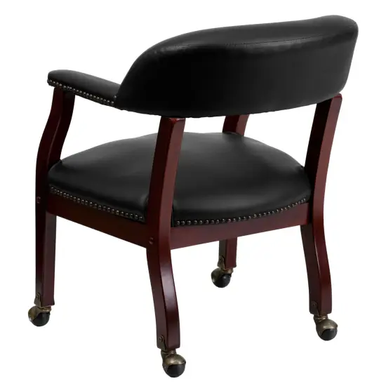 Emma and Oliver Conference Chair with Accent Nail Trimand Casters Black Vinyl {4}