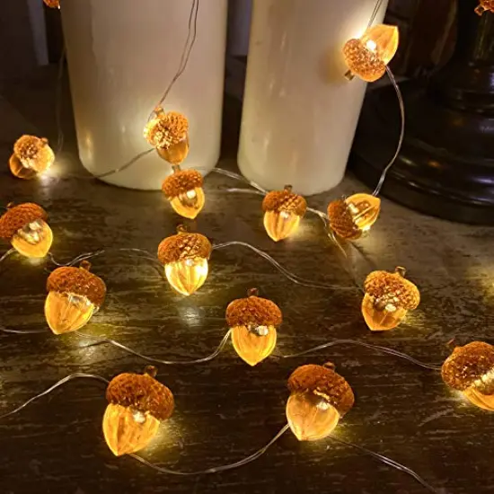 Thanksgiving D&eacute;cor 3D Acorn Decorations Autumn D&eacute;cor String Lights, Acorn Fall Harvest Decorative Lights 10ft 30LED USB Plug in Battery Operated for Bedroom Garland Fireplace Mantel Wreath Decor {2}