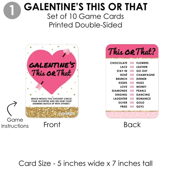Big Dot of Happiness Be My Galentine - 4 Valentine&rsquo;s Day Party Games - 10 Cards Each - This or That, Most Likely To, Drink If, Gals - Gamerific Bundle {6}