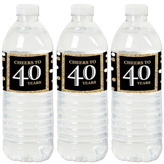 Big Dot of Happiness Adult 40th Birthday - Gold - Birthday Party Water Bottle Sticker Labels - Set of 20 {1}