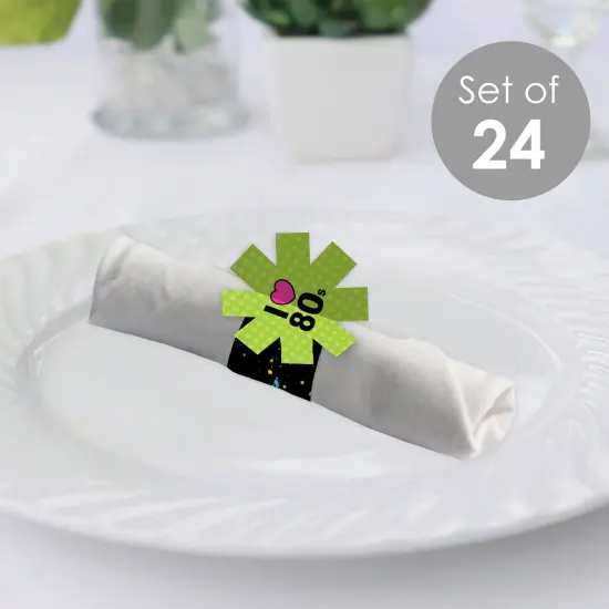 Big Dot of Happiness 80&rsquo;s Retro - Totally 1980s Party Paper Napkin Holder - Napkin Rings - Set of 24 {3}