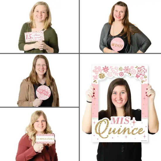 Big Dot of Happiness Mis Quince Anos - Quinceanera Sweet 15 Birthday Party Selfie Photo Booth Picture Frame and Props - Printed on Sturdy Material {3}