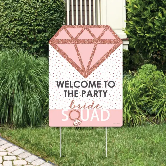 Big Dot of Happiness Bride Squad - Party Decorations - Rose Gold Bridal Shower or Bachelorette Party Welcome Yard Sign {1}