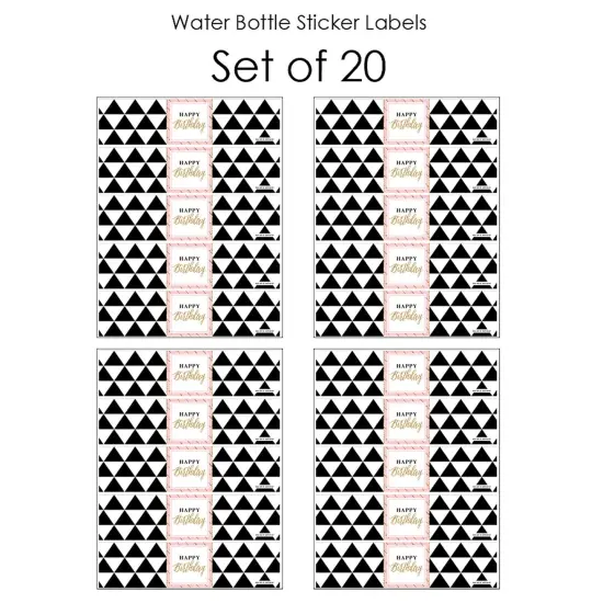 Big Dot of Happiness Chic Happy Birthday - Pink, Black and Gold - Birthday Party Water Bottle Sticker Labels - Set of 20 {4}
