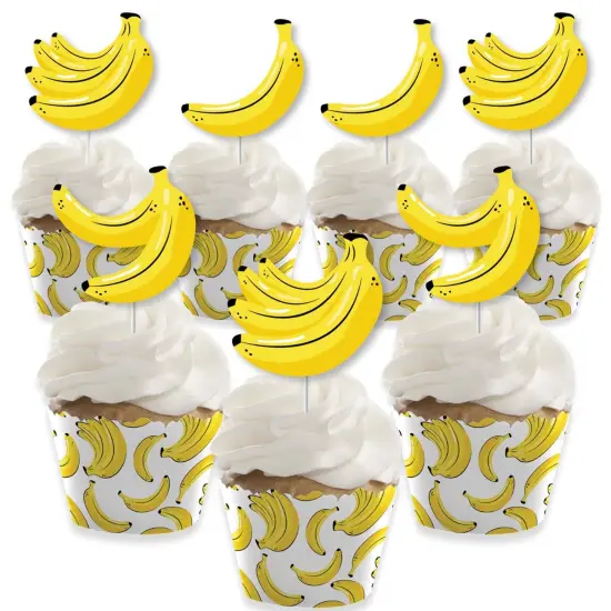 Big Dot of Happiness Let's Go Bananas - Cupcake Decoration - Tropical Party Cupcake Wrappers and Treat Picks Kit - Set of 24 {1}