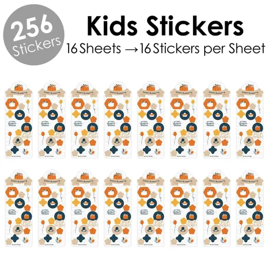 Big Dot of Happiness Happy Thanksgiving - Fall Harvest Party Favor Kids Stickers - 16 Sheets - 256 Stickers {3}