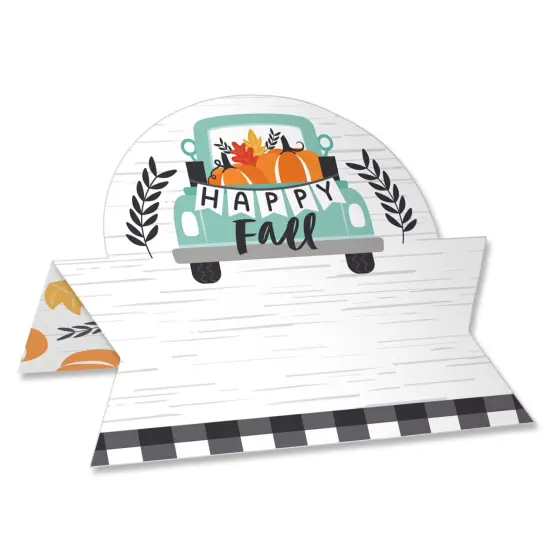 Big Dot of Happiness Happy Fall Truck - Harvest Pumpkin Party Tent Buffet Card - Table Setting Name Place Cards - Set of 24 {1}