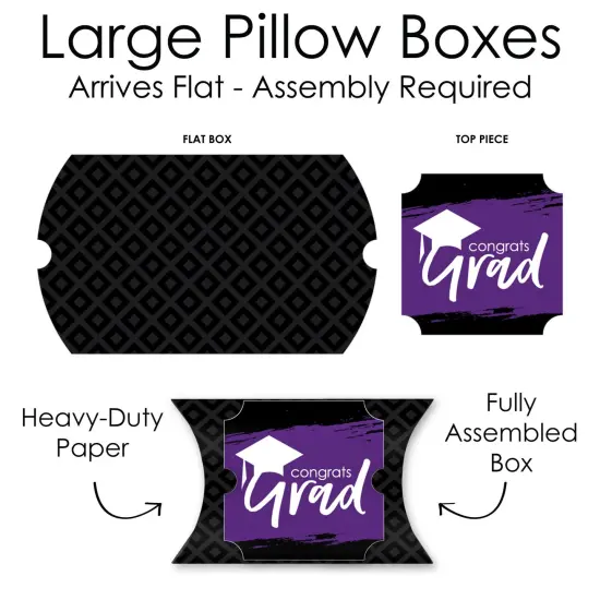 Big Dot of Happiness Purple Grad - Best is Yet to Come - Favor Gift Boxes - Purple Graduation Party Large Pillow Boxes - Set of 12 {7}