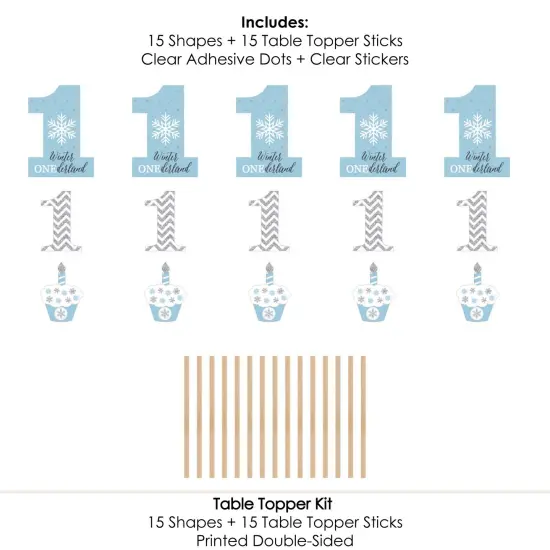 Big Dot of Happiness Onederland - Snowflake Winter Wonderland First Birthday Party Centerpiece Sticks - Table Toppers - Set of 15 {7}