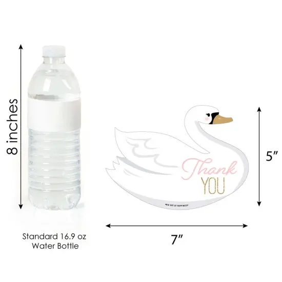 Big Dot of Happiness Swan Soiree - Shaped Thank You Cards - White Swan Baby Shower or Birthday Party Thank You Note Cards with Envelopes - Set of 12 {7}