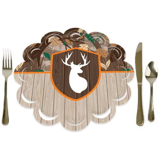 Big Dot of Happiness Gone Hunting - Deer Hunting Camo Baby Shower or Birthday Party Round Table Decorations - Paper Chargers - Place Setting For 12 {1}