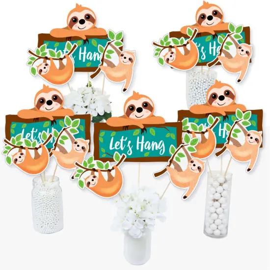 Big Dot of Happiness Let's Hang - Sloth - Baby Shower or Birthday Party Centerpiece Sticks - Table Toppers - Set of 15 {3}