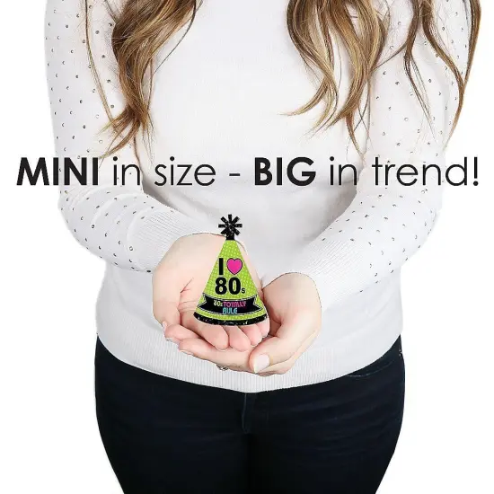 Big Dot of Happiness 80's Retro - Mini Cone Totally 1980s Party Hats - Small Little Party Hats - Set of 8 {4}
