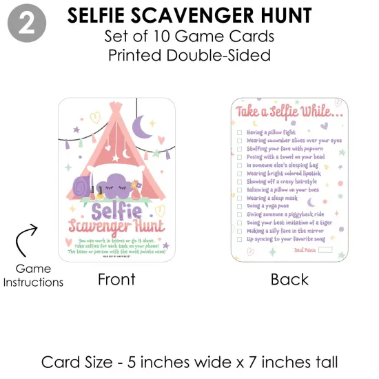 Big Dot of Happiness Pajama Slumber Party - 4 Girls Sleepover Birthday Party Games - 10 Cards Each - Gamerific Bundle {7}