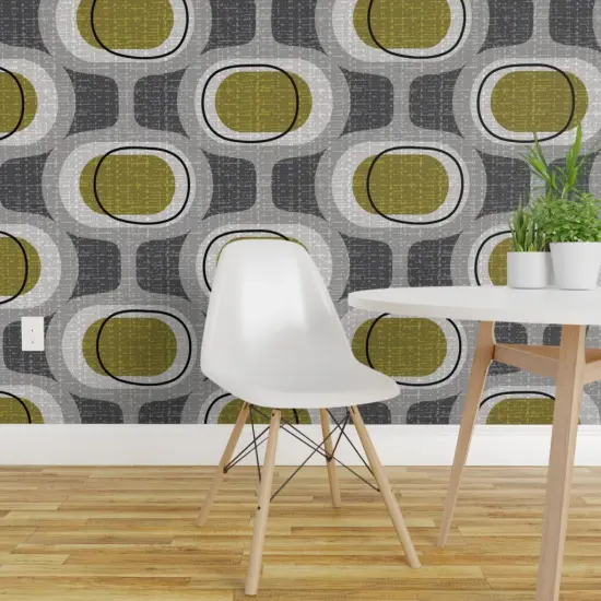 Peel & Stick Wallpaper 2FT Wide Mid Century Modern Retro Inspired Atomic Era 1950S 1960S Look Large Scale Texture Midcentury Neutrals Artistic Mid Farmhouse Custom Removable Wallpaper by Spoonflower {1}