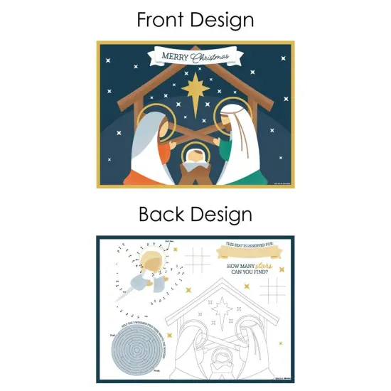 Big Dot of Happiness Holy Nativity - Paper Manger Scene Religious Christmas Coloring Sheets - Activity Placemats - Set of 16 {7}