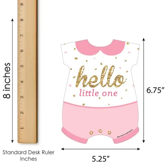 Big Dot of Happiness Hello Little One - Pink and Gold - Picture Bingo Cards and Markers - Girl Baby Shower Shaped Bingo Game - Set of 18 {6}