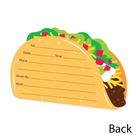 Big Dot of Happiness Taco 'Bout Fun - Shaped Fill-in Invitations - Fiesta Invitation Cards with Envelopes - Set of 12 {6}