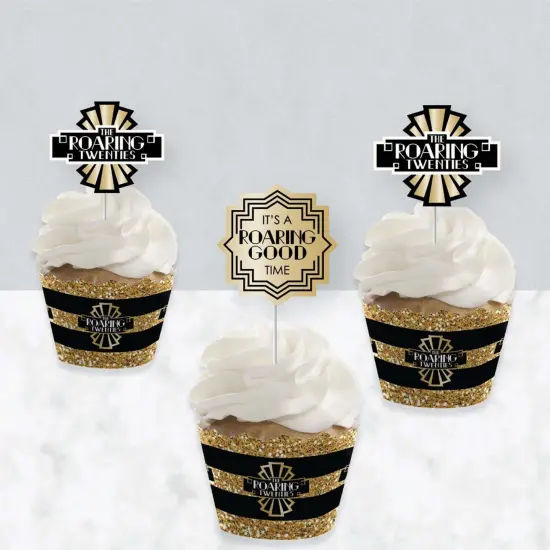 Big Dot of Happiness Roaring 20's - Cupcake Decoration - 1920s Art Deco Jazz Party Cupcake Wrappers and Treat Picks Kit - Set of 24 {4}