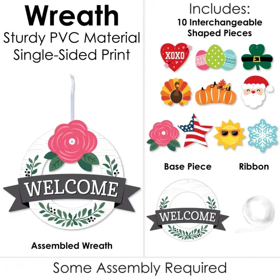 Big Dot of Happiness Holiday Welcome - Front Door Seasonal Decor - Interchangeable Wreath {4}