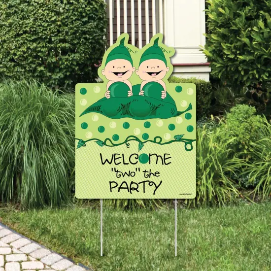 Big Dot of Happiness Double the Fun - Twins Two Peas in a Pod - Party Decorations - Baby Shower or First Birthday Party Welcome Yard Sign {1}