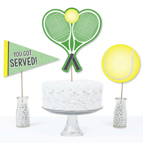 Big Dot of Happiness You Got Served - Tennis - Baby Shower or Tennis Ball Birthday Party Centerpiece Sticks - Table Toppers - Set of 15 {4}