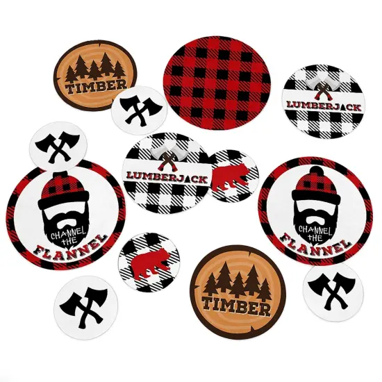 Big Dot of Happiness Lumberjack - Channel the Flannel - Buffalo Plaid Party Giant Circle Confetti - Party Decorations - Large Confetti 27 Count {1}