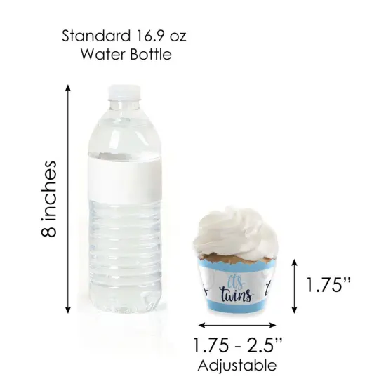 Big Dot of Happiness It's Twin Boys - Cupcake Decoration - Blue Twins Baby Shower Cupcake Wrappers and Treat Picks Kit - Set of 24 {7}