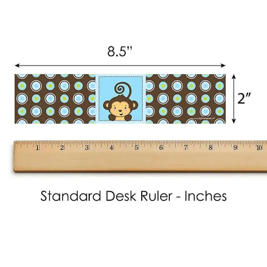 Big Dot of Happiness Blue Monkey Boy - Baby Shower or Birthday Party Water Bottle Sticker Labels - Set of 20 {6}