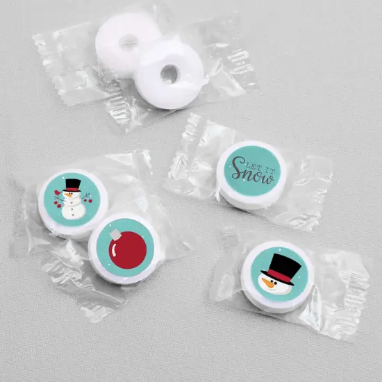 Big Dot of Happiness Let It Snow - Snowman - Holiday and Christmas Round Candy Sticker Favors - Labels Fits Chocolate Candy (1 Sheet of 108) {4}