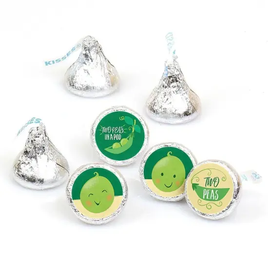 Big Dot of Happiness Double the Fun - Twins Two Peas in a Pod - Party Round Candy Sticker Favors - Labels Fits Chocolate Candy (1 Sheet of 108) {1}