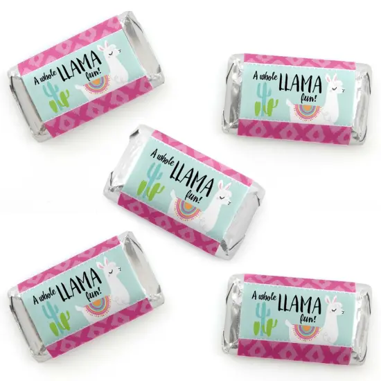 Big Dot of Happiness Whole Llama Fun - Mini Candy Bar Wrapper Stickers - Llama Fiesta Baby Shower or Birthday Party Small Favors - 40 Count {1}
