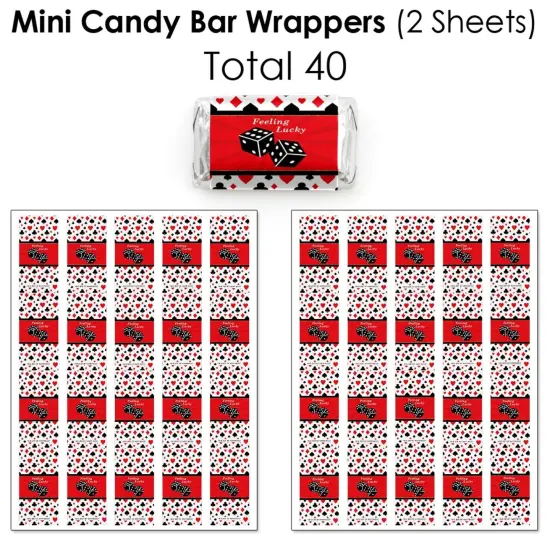 Big Dot of Happiness Las Vegas - Mini Candy Bar Wrappers, Round Candy Stickers and Circle Stickers - Casino Party Candy Favor Sticker Kit - 304 Pieces {4}